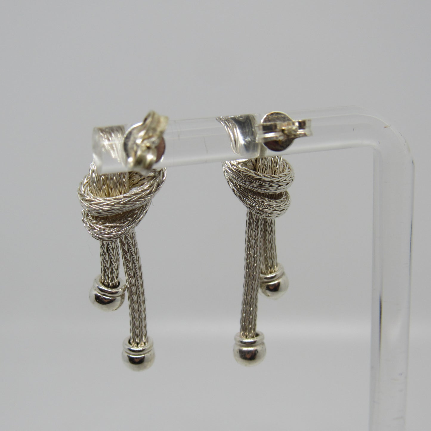 Italian Sterling Silver Top Knot Necklace w/ Matching Bracelet & Earrings - 16 in, 7 in, 1.25 in