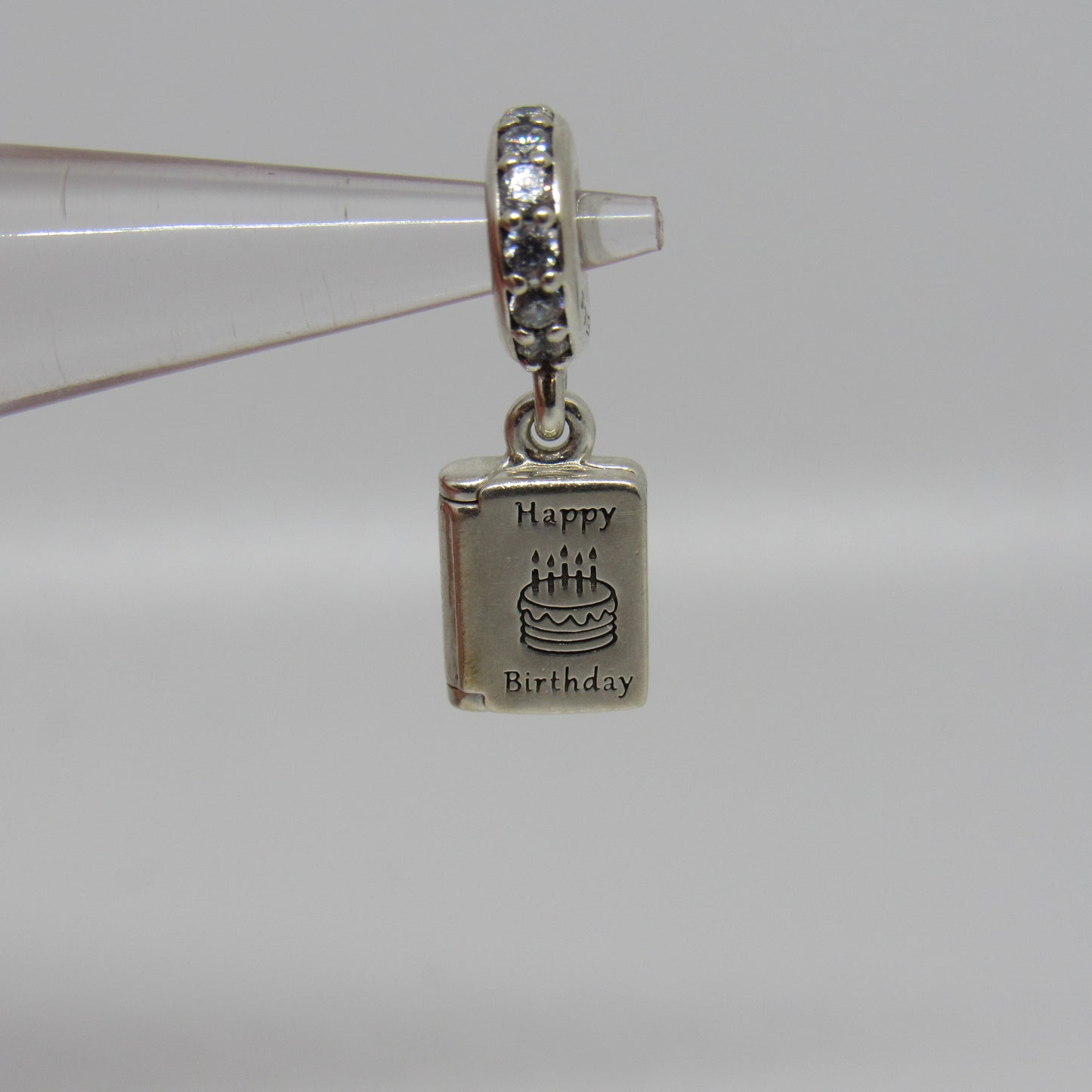 PANDORA Sterling Silver 925 Dangle Happy Birthday Wishes Charm #791723CZ
