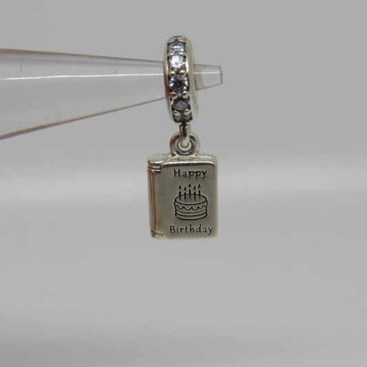 PANDORA Sterling Silver 925 Dangle Happy Birthday Wishes Charm #791723CZ