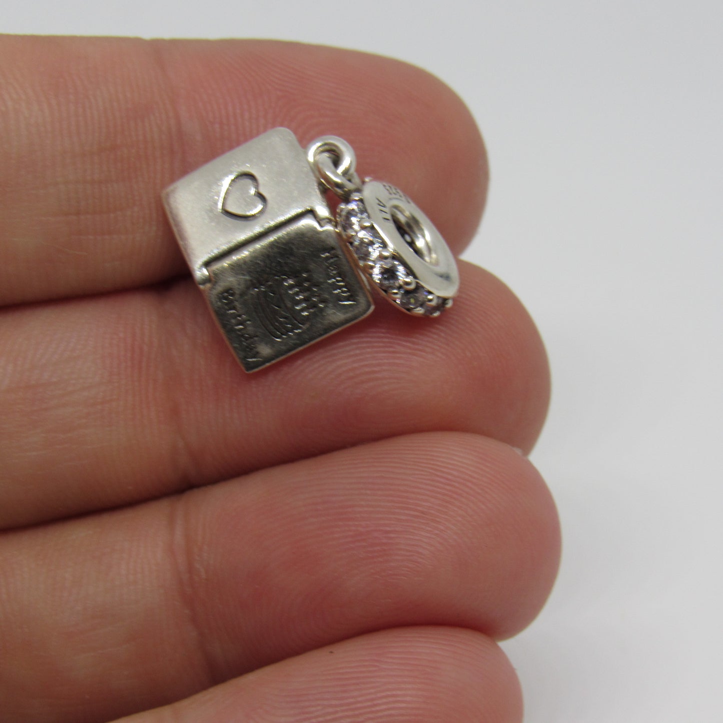 PANDORA Sterling Silver 925 Dangle Happy Birthday Wishes Charm #791723CZ