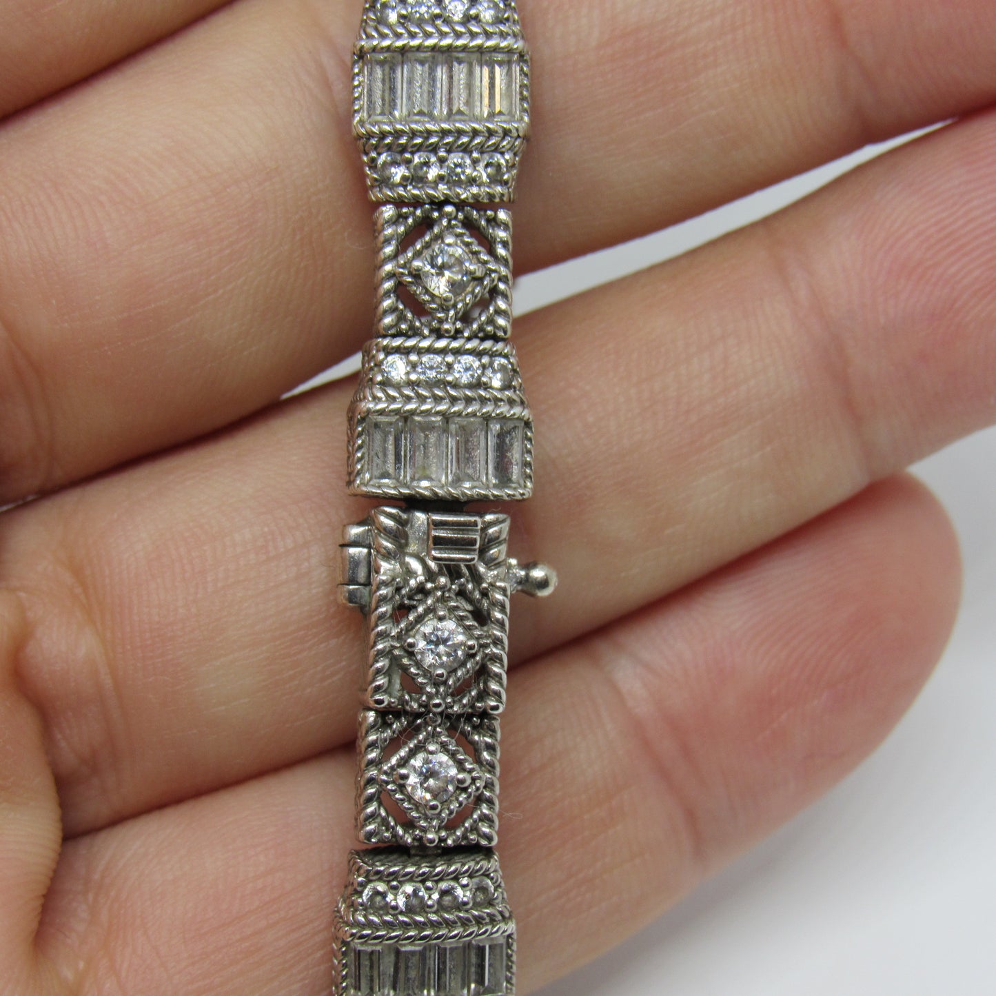 Judith Ripka Sterling Silver 925 Estate Diamonique Tennis Bracelet - 7 inch