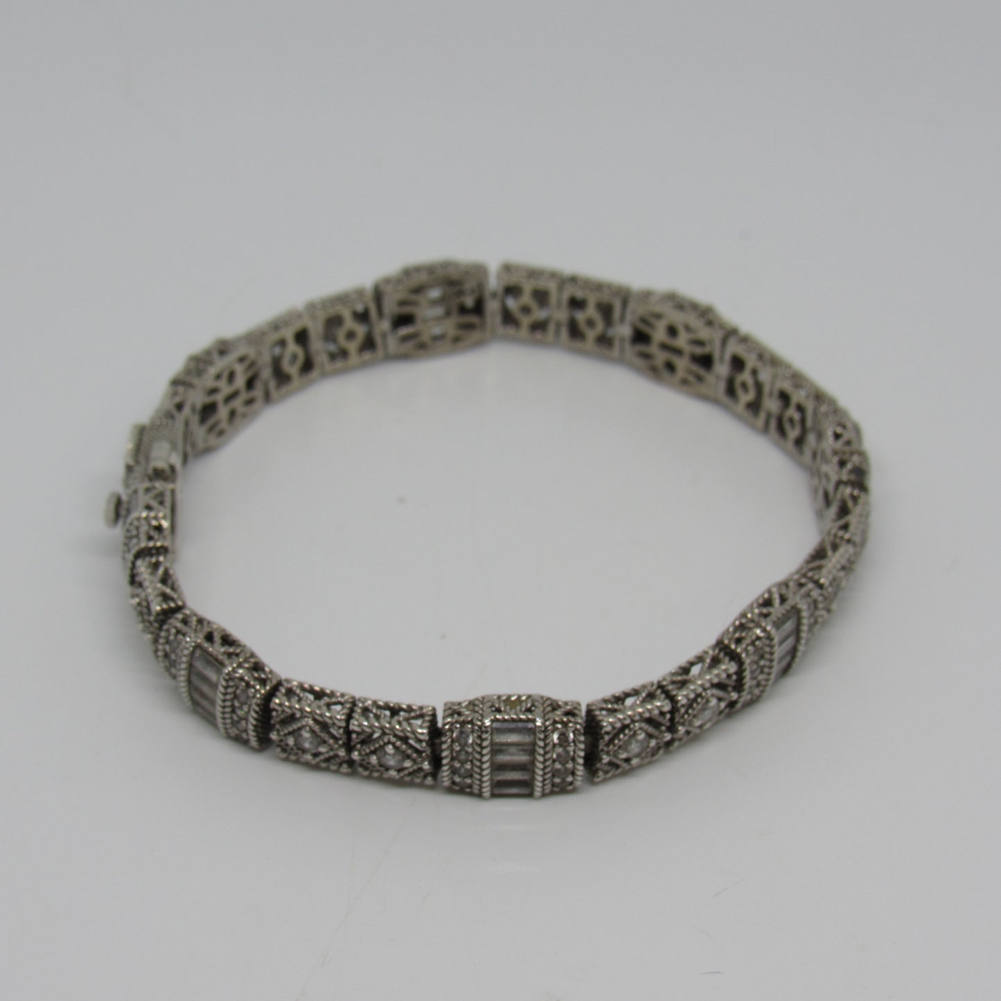Judith Ripka Sterling Silver 925 Estate Diamonique Tennis Bracelet - 7 inch