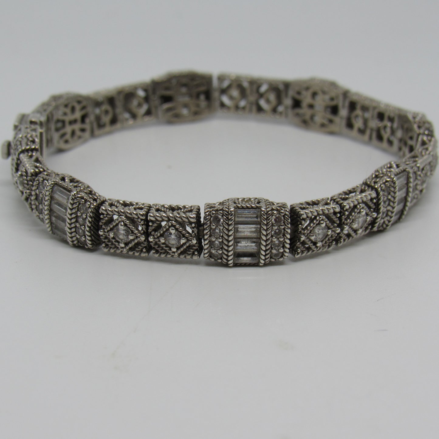 Judith Ripka Sterling Silver 925 Estate Diamonique Tennis Bracelet - 7 inch