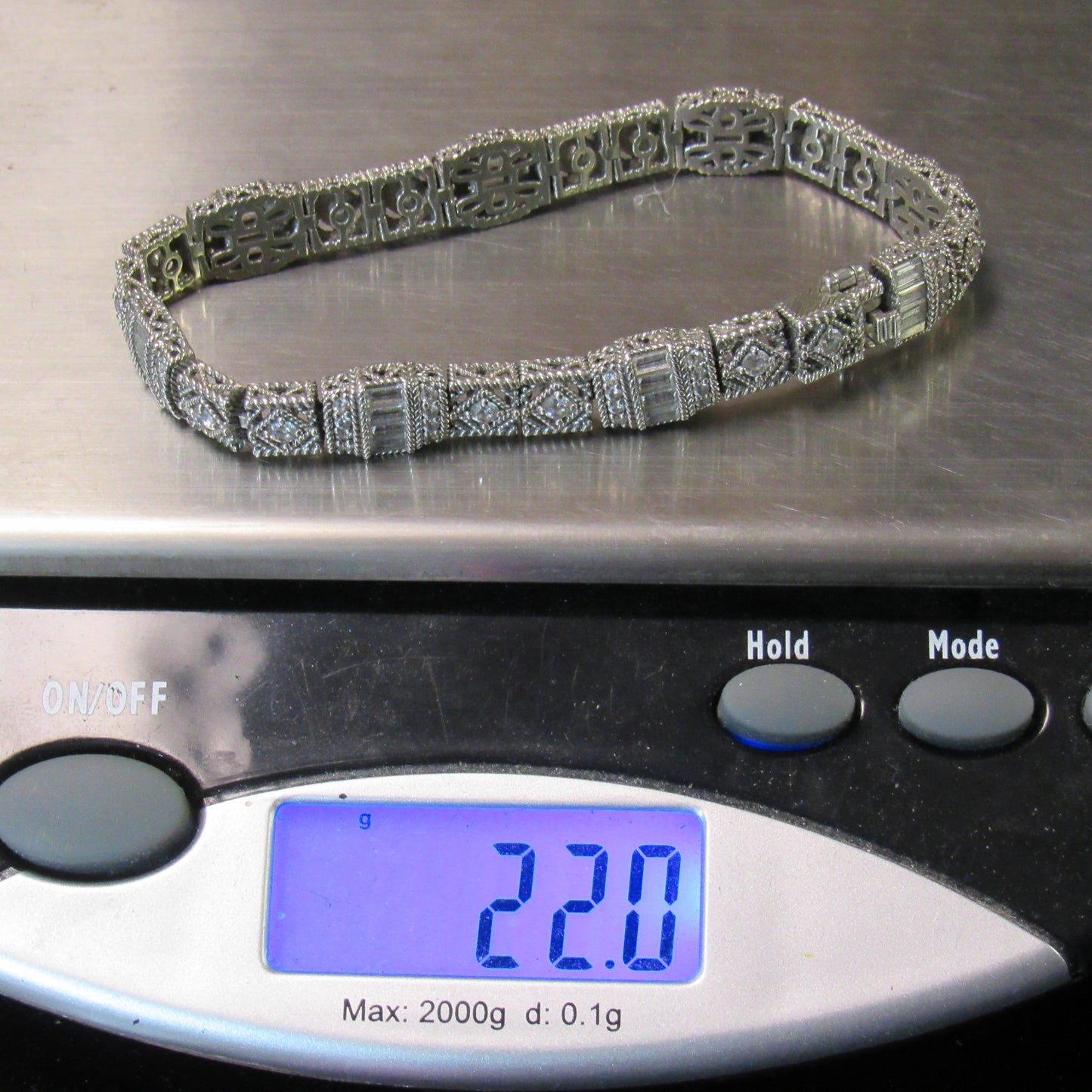 Judith Ripka Sterling Silver 925 Estate Diamonique Tennis Bracelet - 7 inch