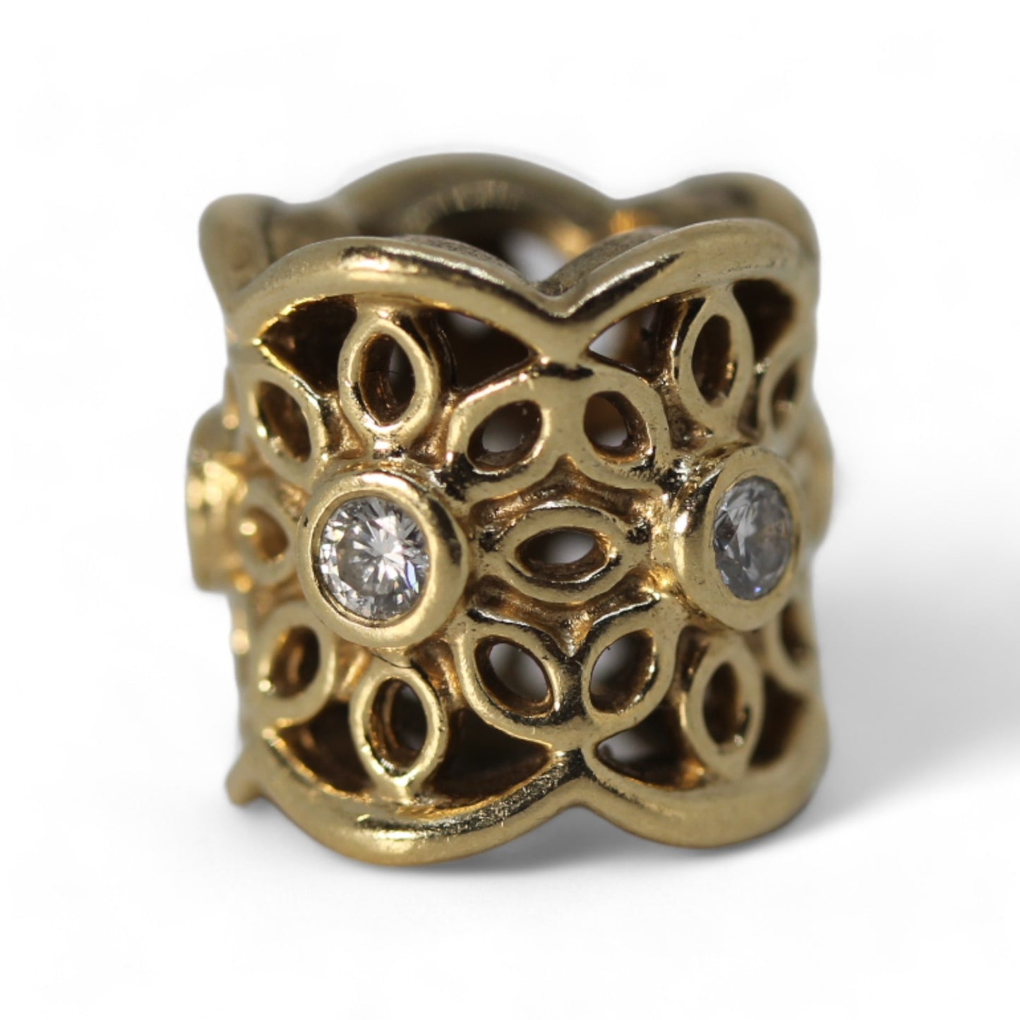 Pandora Retired 14K Golden Radiance Freesia Charm w/ Diamonds #750803D