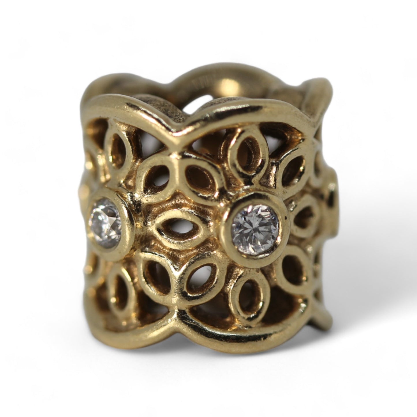 Pandora Retired 14K Golden Radiance Freesia Charm w/ Diamonds #750803D