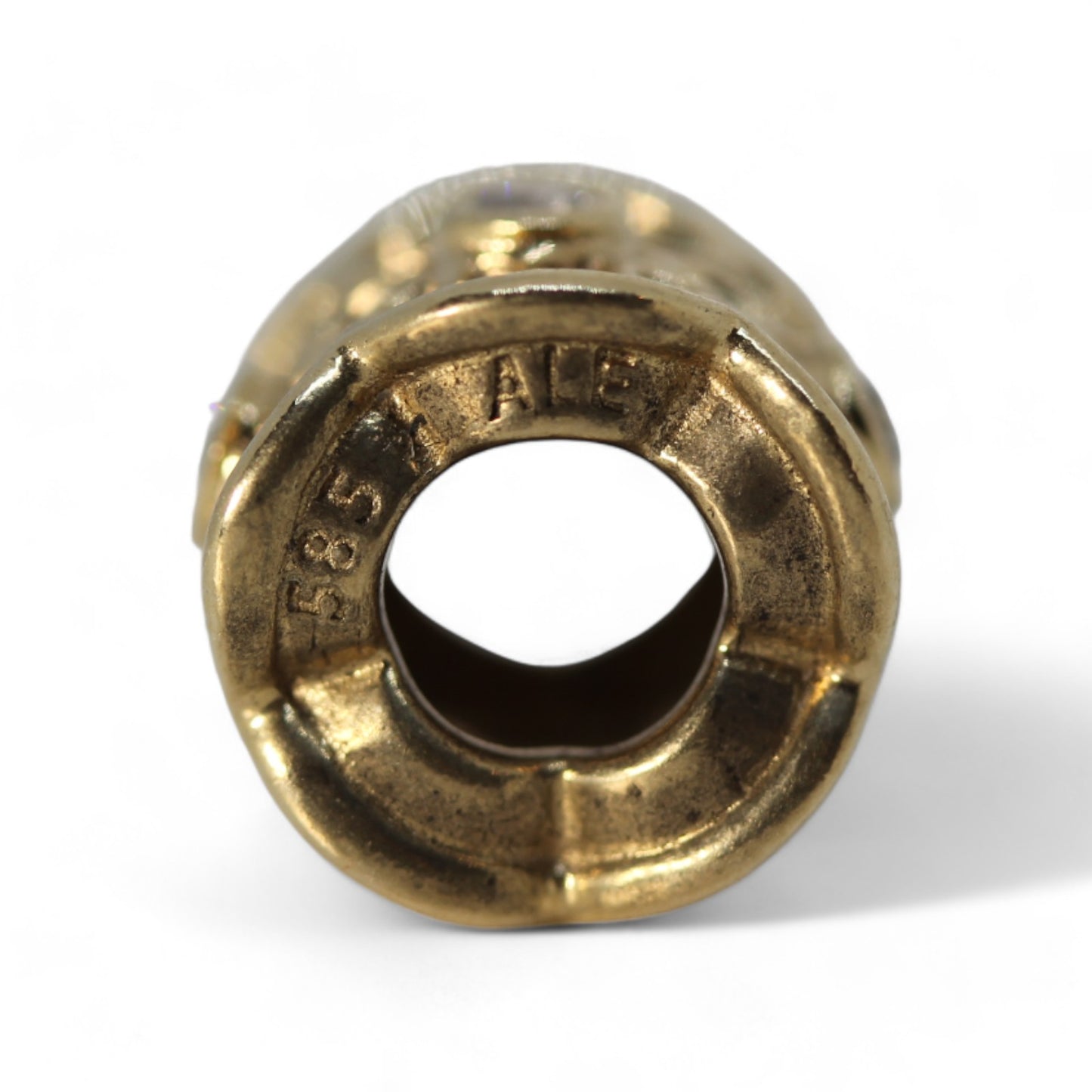 Pandora Retired 14K Golden Radiance Freesia Charm w/ Diamonds #750803D