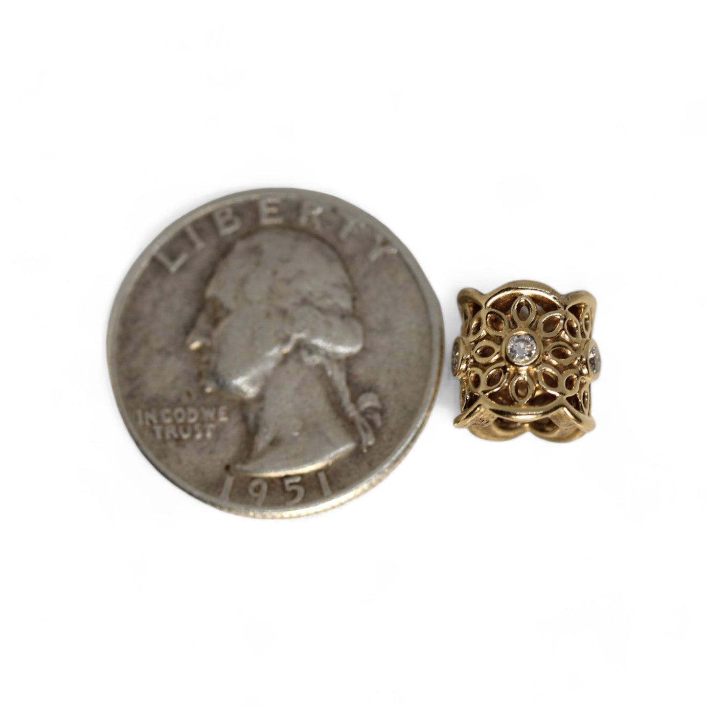 Pandora Retired 14K Golden Radiance Freesia Charm w/ Diamonds #750803D