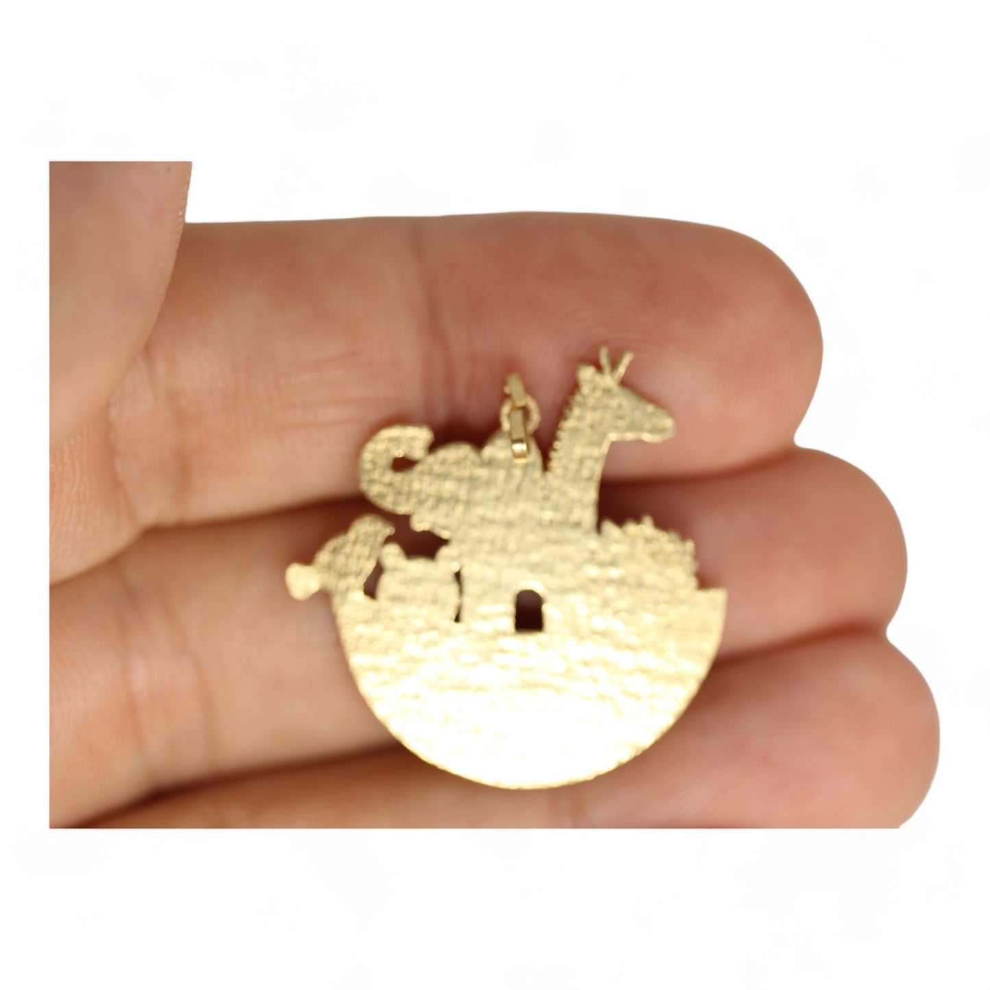 14k Yellow Gold Noah's Ark Pendant ~1.25" x 1"