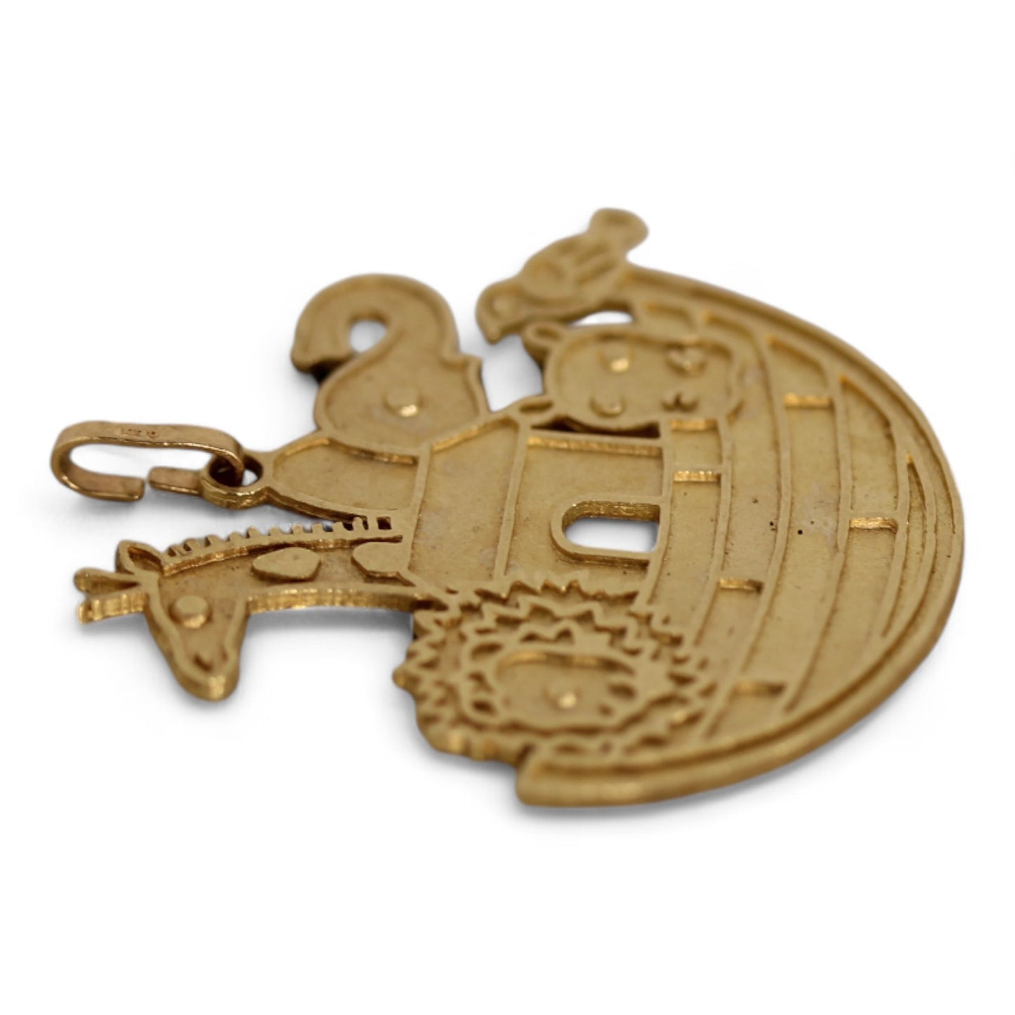 14k Yellow Gold Noah's Ark Pendant ~1.25" x 1"