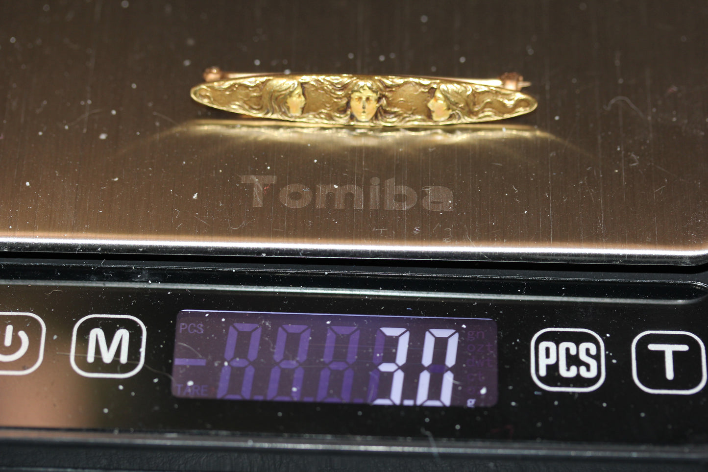 14k Art Nouveau Maiden Woman Brooch 14 Karat Gold Circa 1900 - ~1.75"