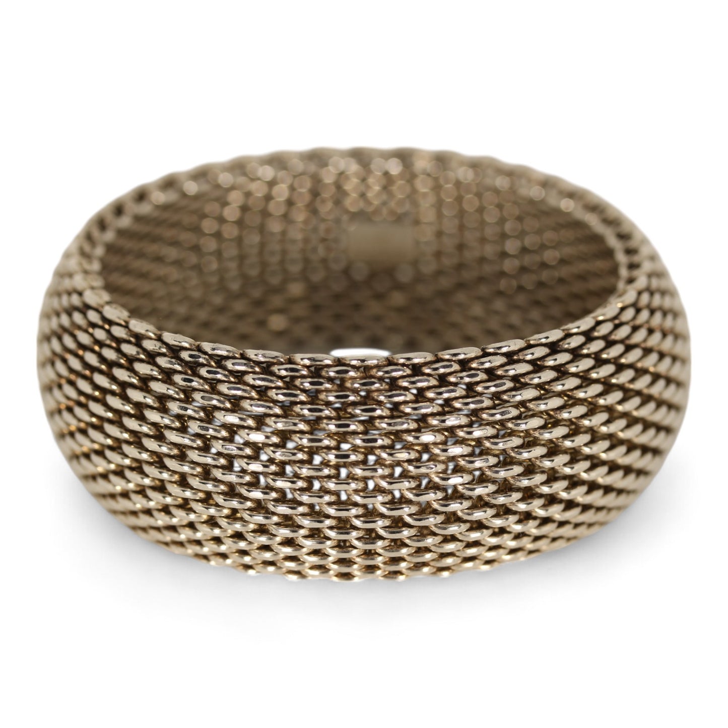 Tiffany & Co. Somerset Sterling Silver Flexible Wide Mesh Bangle Bracelet - 26mm ~8"
