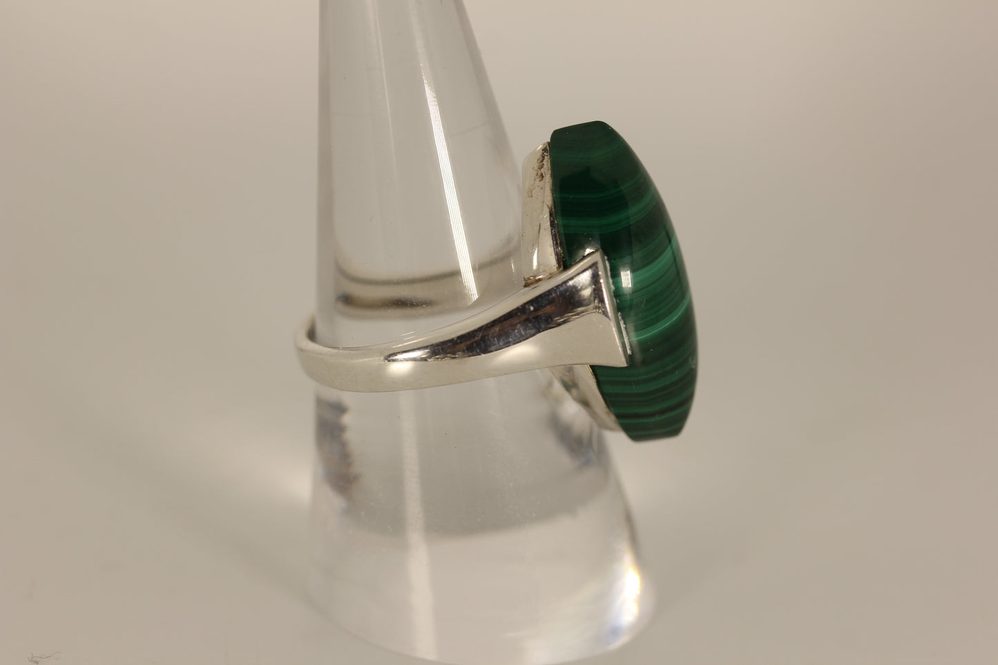 W.K. Whitney Kelly Sterling Silver Large Marquise Malachite Ring - Sz 8