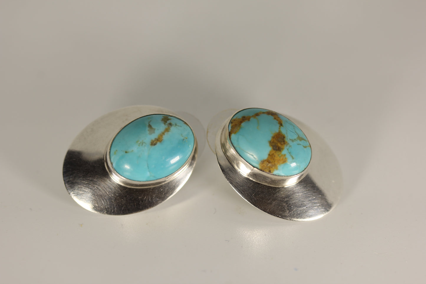 Vintage Sterling Silver Native American Turquoise Stud Earrings Signed RT