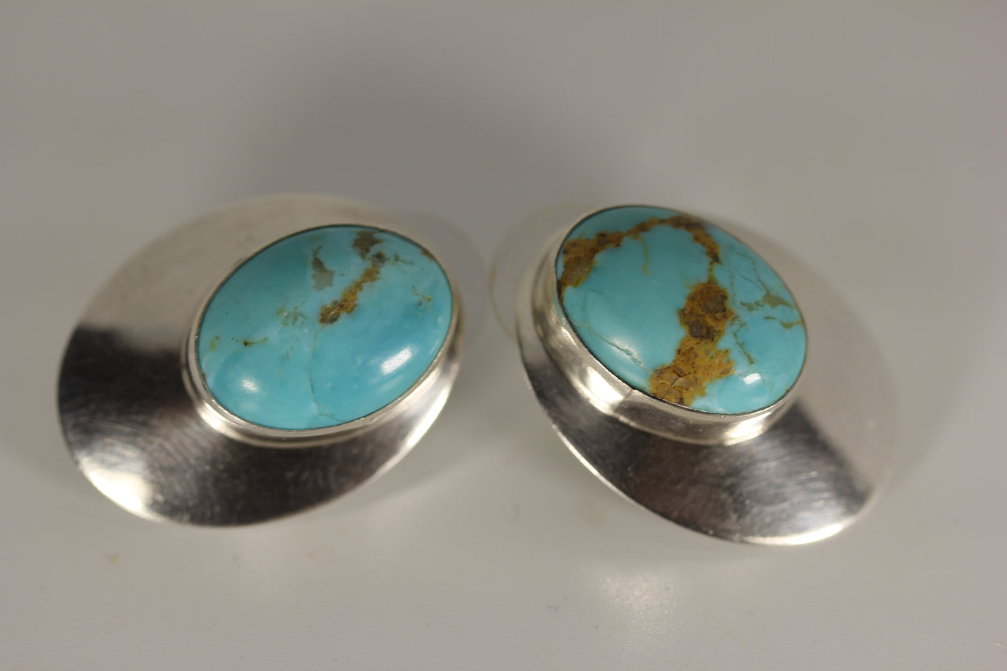 Vintage Sterling Silver Native American Turquoise Stud Earrings Signed RT