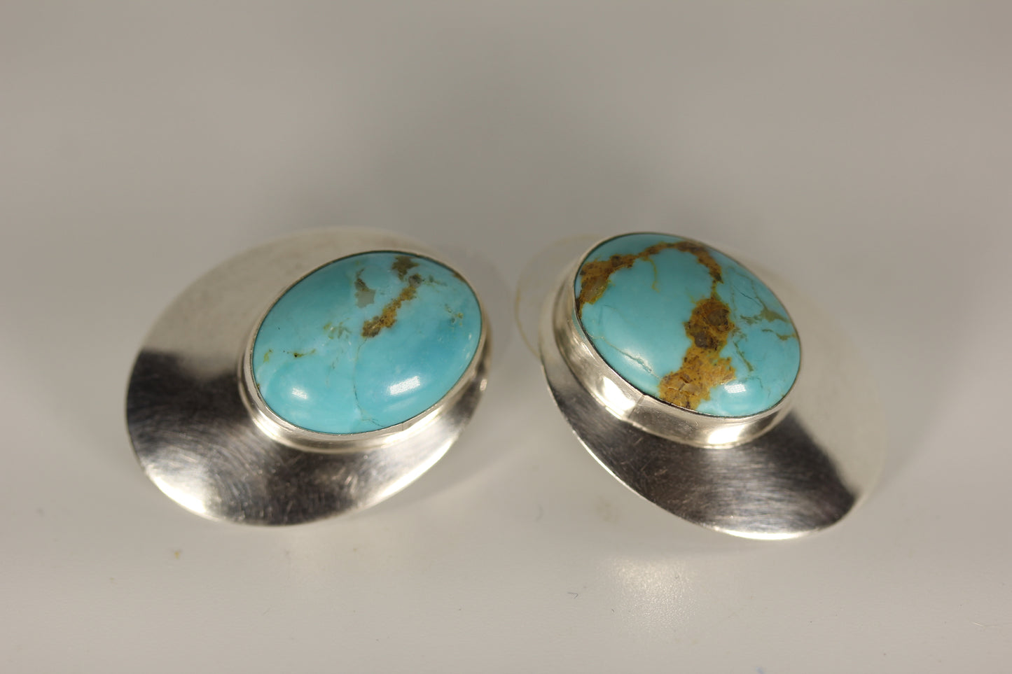Vintage Sterling Silver Native American Turquoise Stud Earrings Signed RT