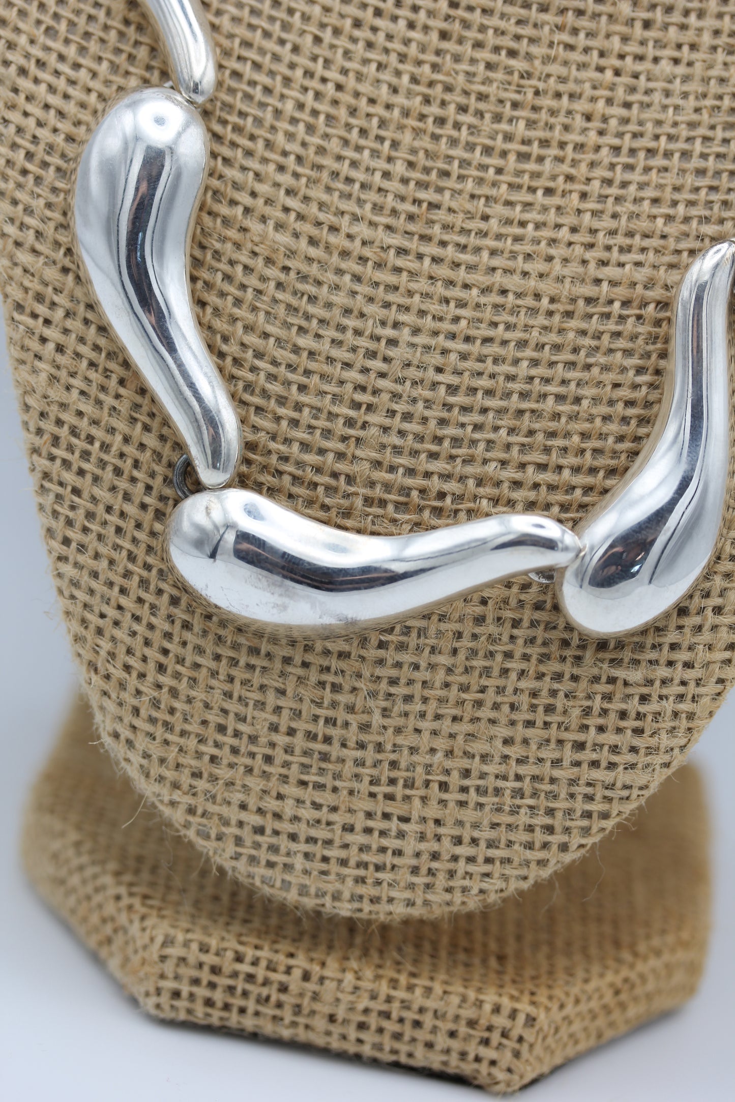 Vintage CII Mexico 925 Sterling Silver Modernist Graduated Domed Necklace - ~20 inch