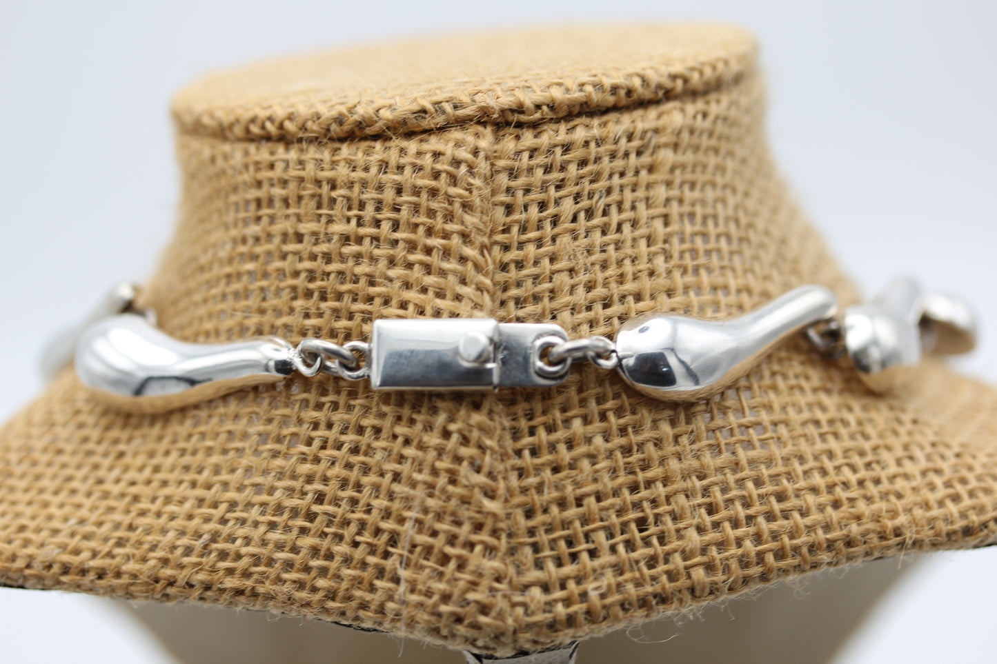Vintage CII Mexico 925 Sterling Silver Modernist Graduated Domed Necklace - ~20 inch