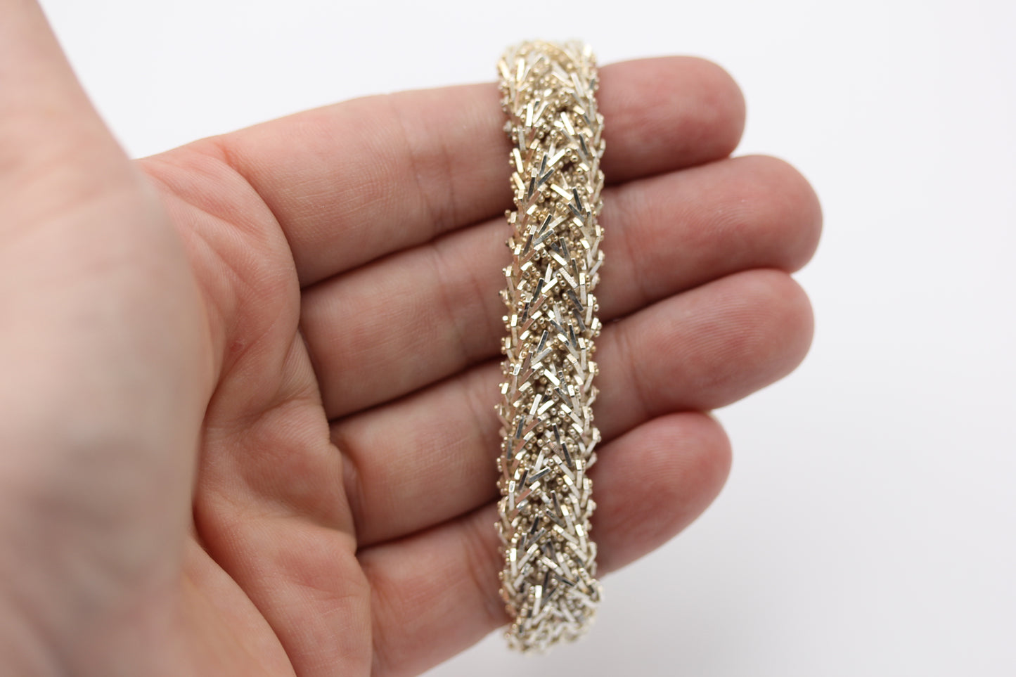 Vintage Braided Mexican PREMEX 925 MP76 Sterling Silver Bracelet Artisan - 7 inch