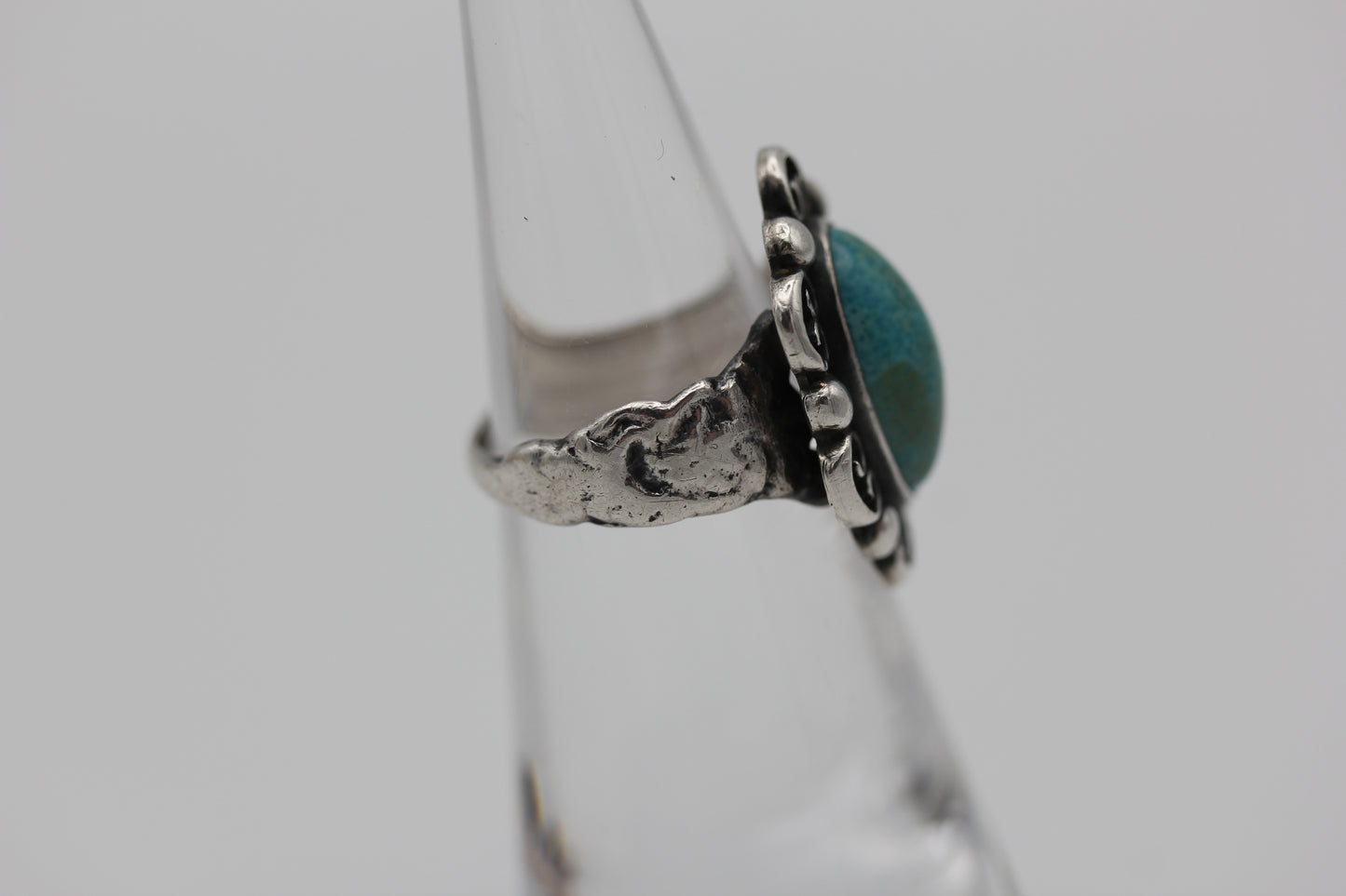 Vintage Abraham Tobias Sterling Silver Mexico Turquoise Ring - Sz 4.25
