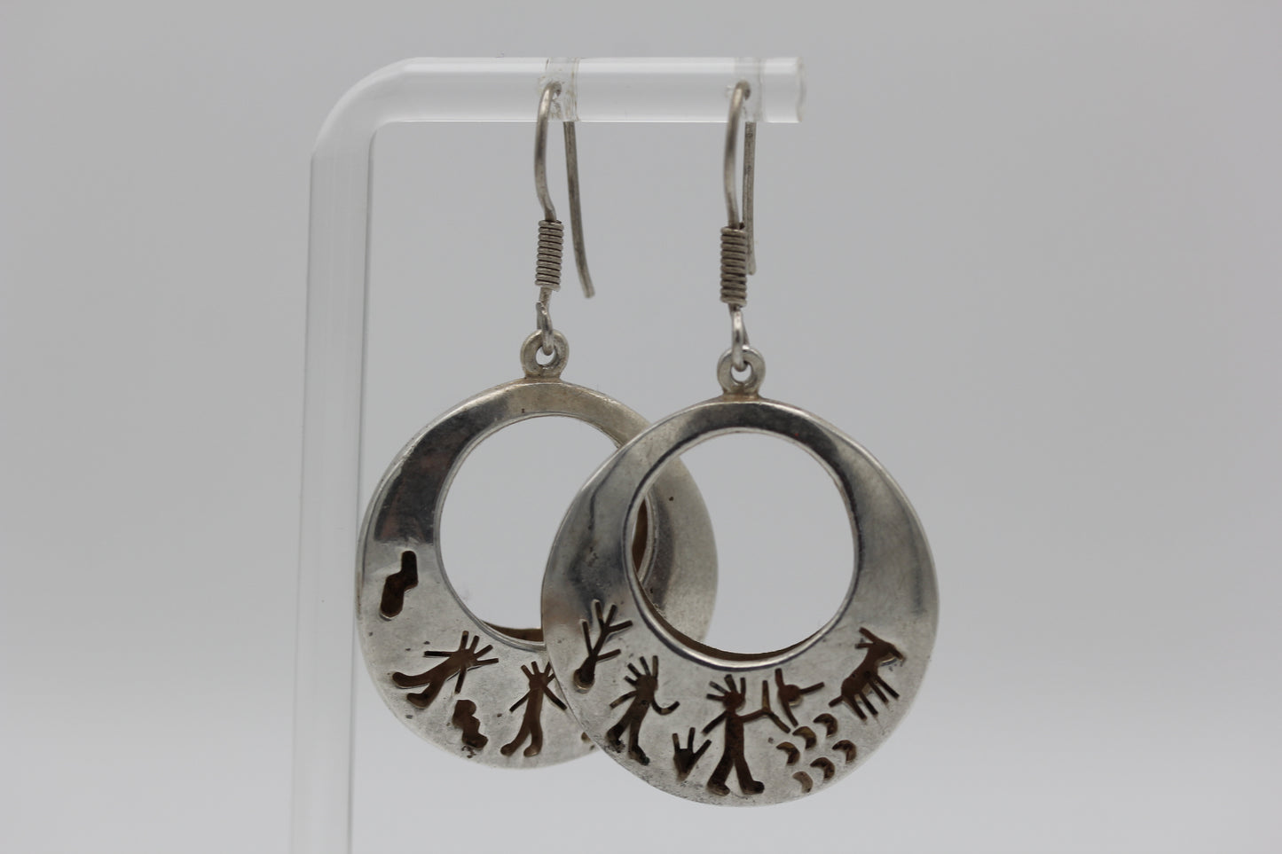 Vintage ACT Taxco Mexico TC-24 925 Sterling Silver Cut-Out Dangle Earrings 18.1 g