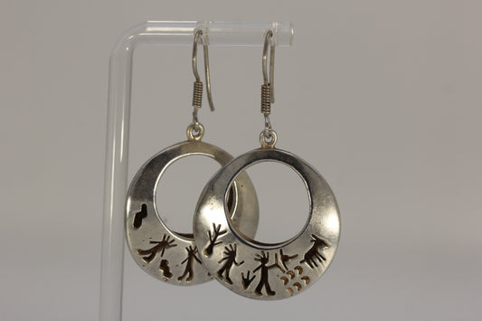 Vintage ACT Taxco Mexico TC-24 925 Sterling Silver Cut-Out Dangle Earrings 18.1 g