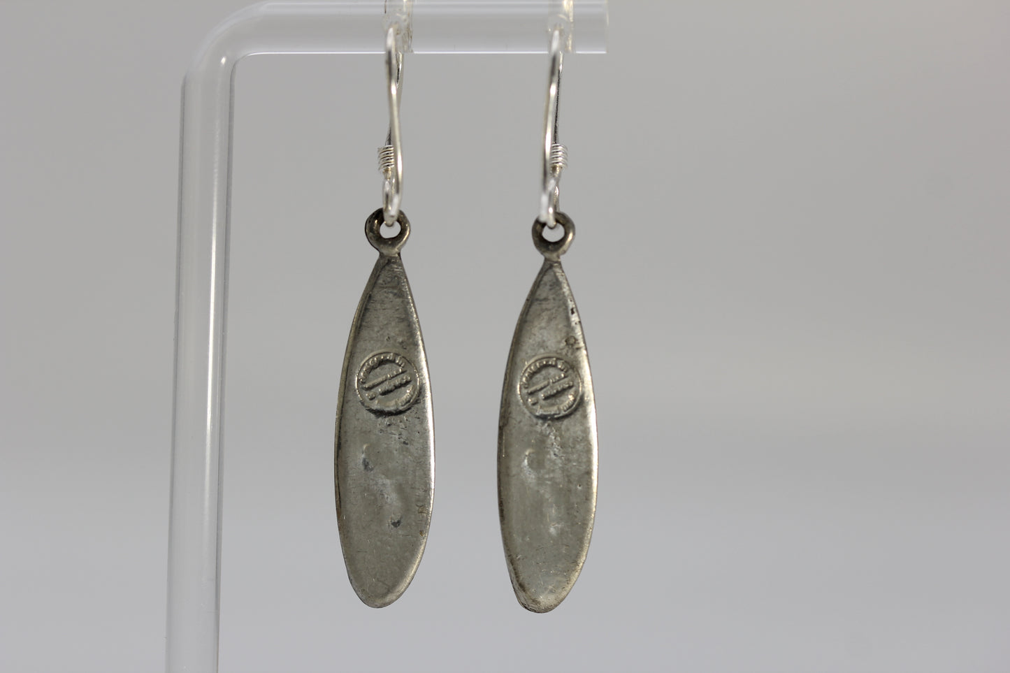 Vermont USA Mexico Hand-Made Multicolored Multi Stone Inlay Dangle Earrings 4.5 g