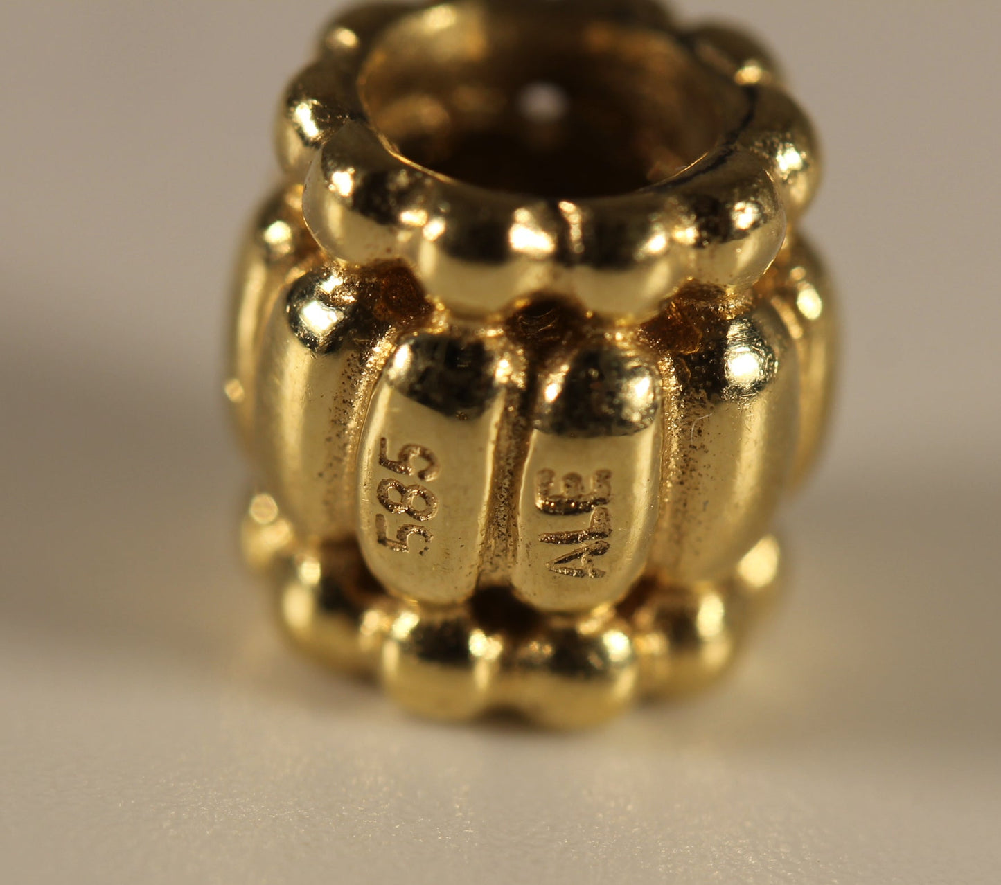 Pandora 14k Gold Barrel Charm Bead Spacer Retired - #750242