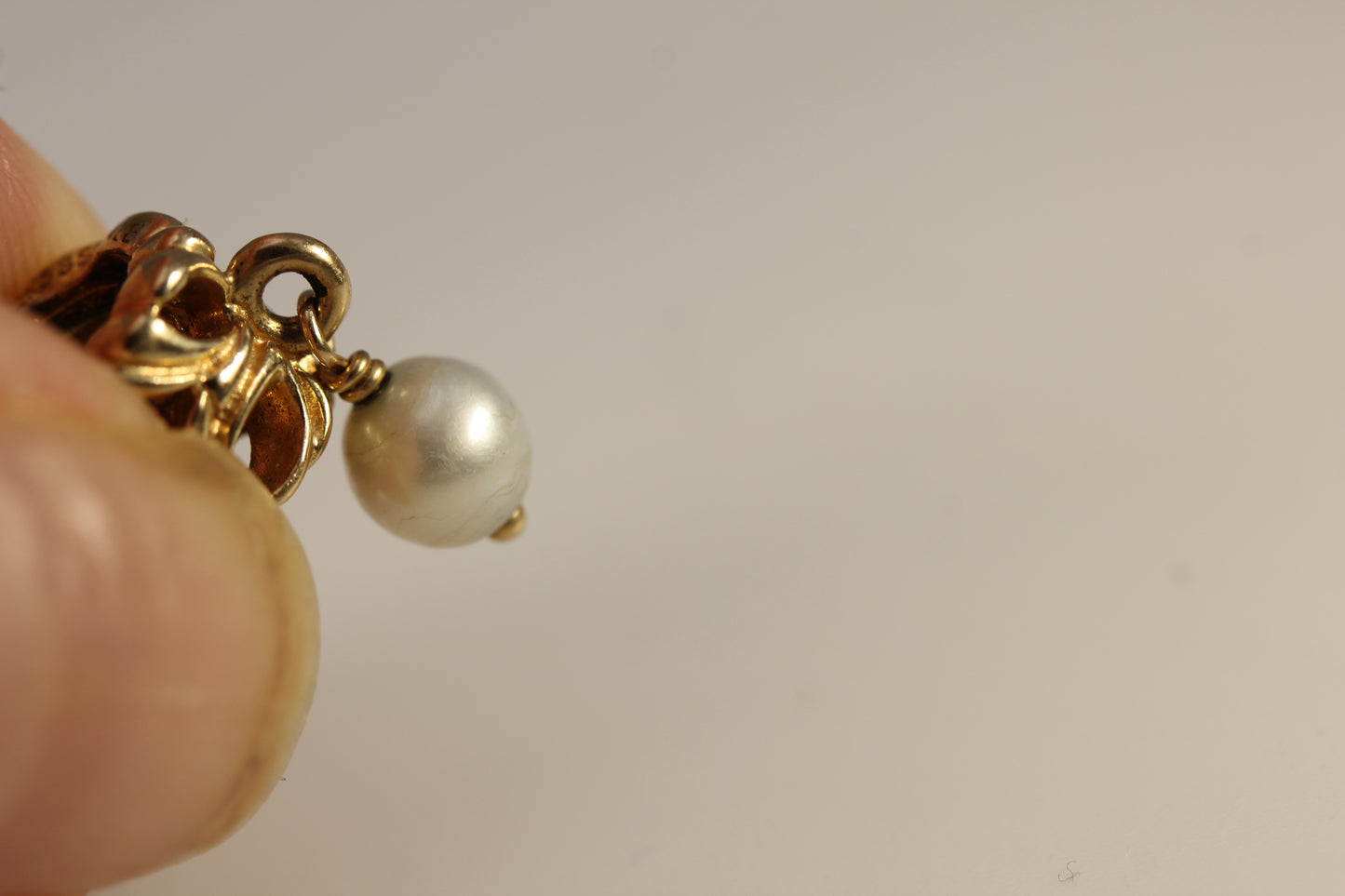 Pandora 14k Yellow Gold Secret Pearl Dangle with Diamonds #750460D