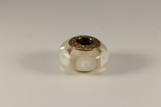 Pandora 14k Gold White Murano Glass "Mystic" Bead Charm Retired - #750406