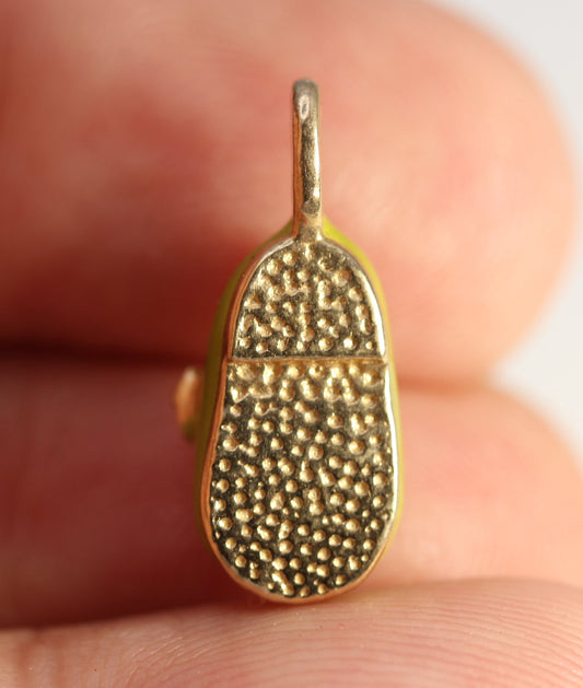 10k Yellow Gold Green Enamel Baby Shoe Pendant Charm