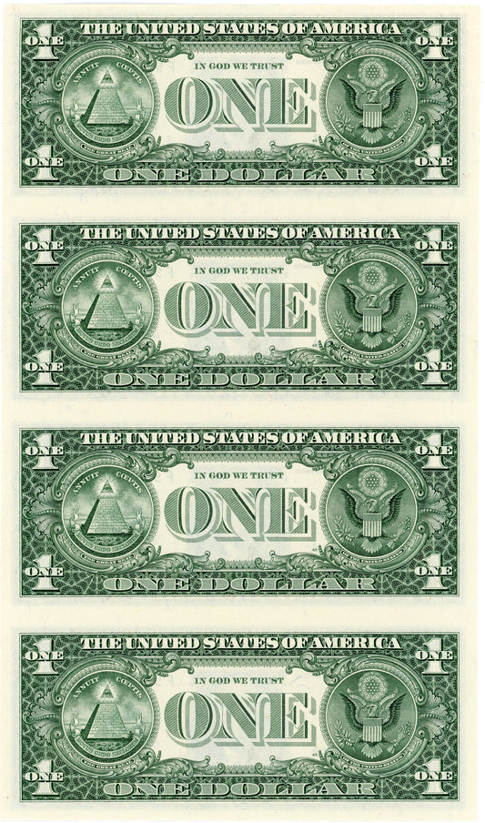 2003 Set of 4 Uncut $1 Notes Atlanta Exact Bills Shown F99258064A