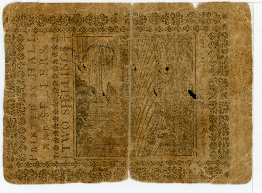 1773 2 Shillings, Pennsylvania October First Colonial Currency Note