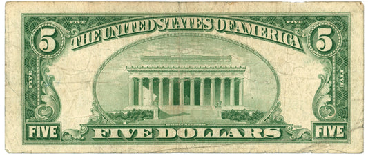 1950 E $5 Dollar Bill Federal Reserve Note F-1966B Granahan Fowler B54938294F