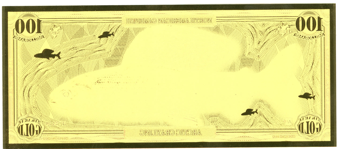 2023 North American Game Fish - Arctic Grayling 100 mg Gold Foil Aurum Note #H78830