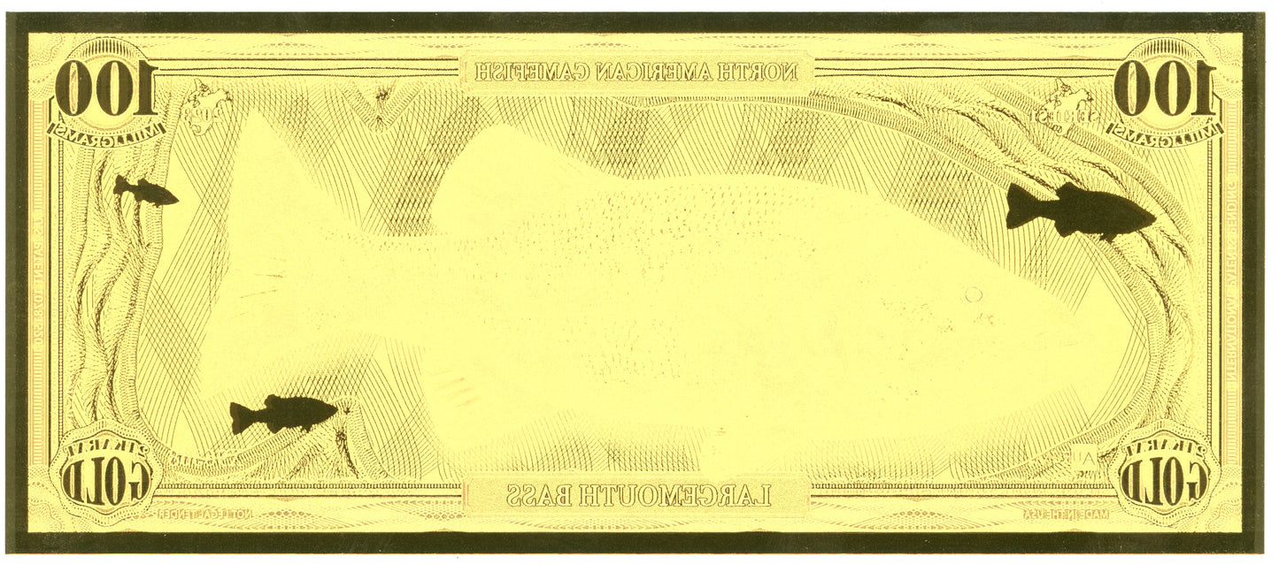2023 North American Game Fish - Large Mouth Bass 100 mg Gold Foil Aurum Note #X96368