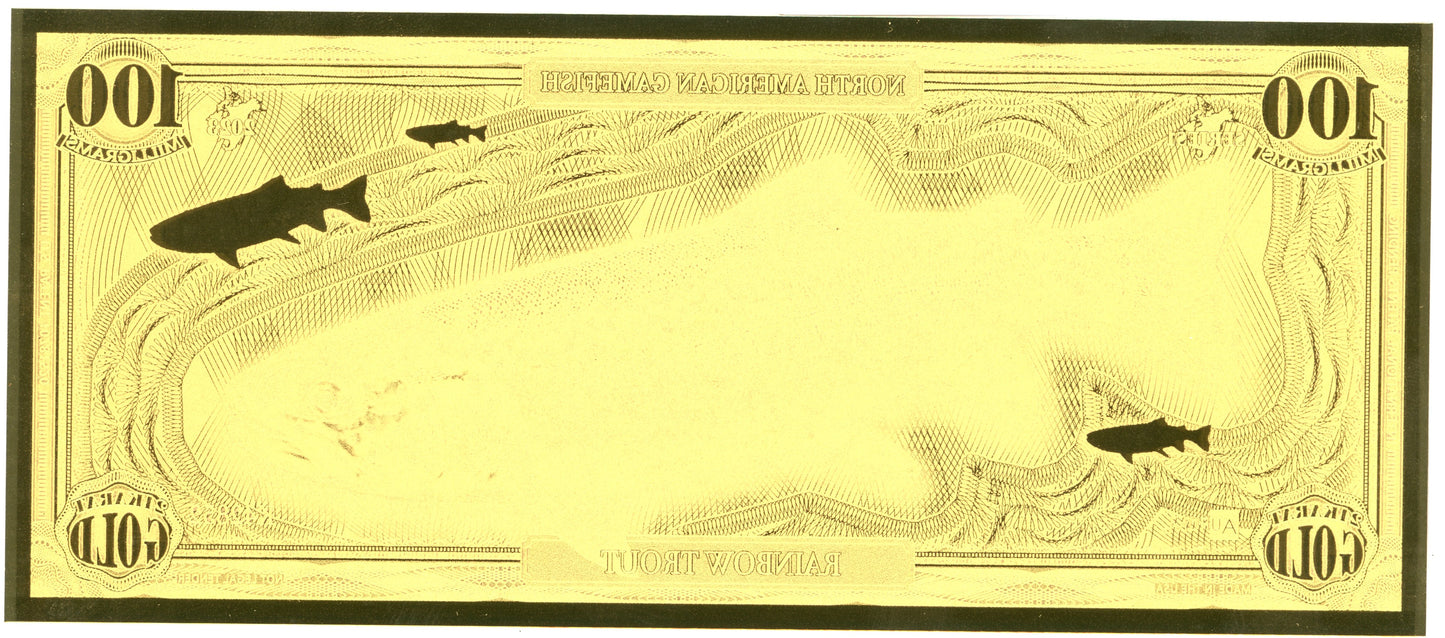 2023 North American Game Fish - Rainbow Trout 100 mg Gold Foil Aurum Note #K42852