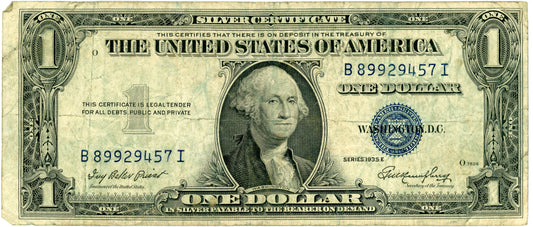 1935 E $1 Silver Certificate Priest Humphrey F-1614 B89929457I