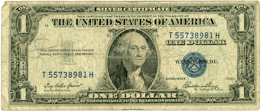 1935 E $1 Silver Certificate Priest Humphrey F-1614 T55738981H