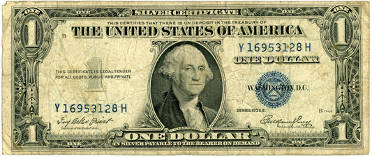 1935 E $1 Silver Certificate Priest Humphrey F-1614 Y16953128H
