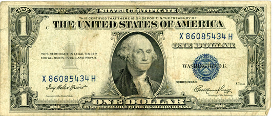 1935 E $1 Silver Certificate Priest Humphrey F-1614 X86085434H