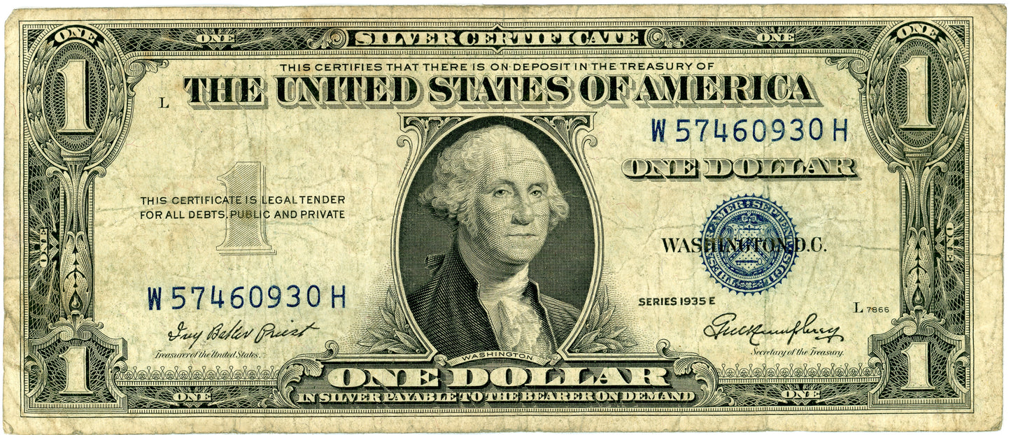 1935 E $1 Silver Certificate Priest Humphrey F-1614 W57460930H