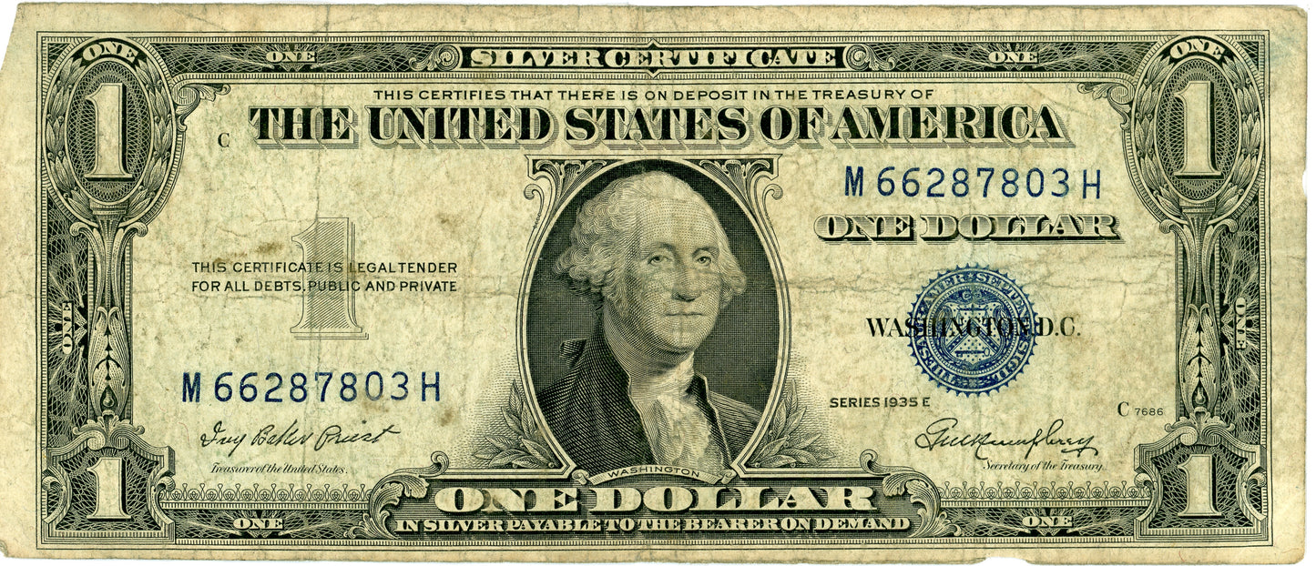 1935 E $1 Silver Certificate Priest Humphrey F-1614 M66287803H