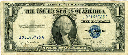 1935 D $1 Silver Certificate Priest Humphrey F-1613N J93165725G