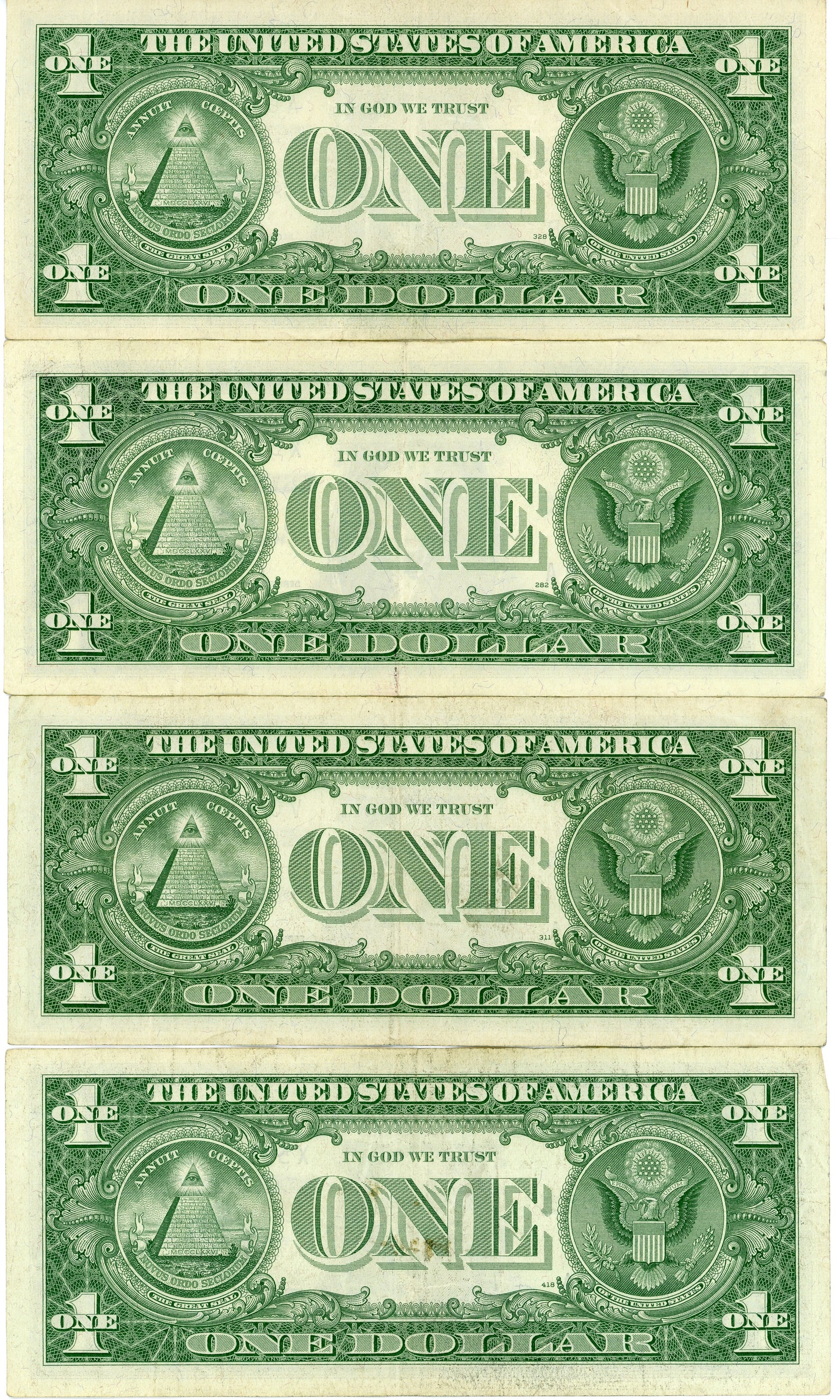 Lot of 4 1957 $1 Silver Certificates Exact Bills Shown