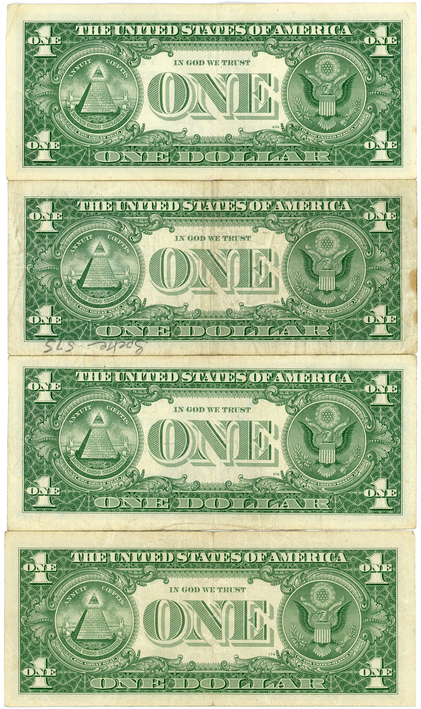 Lot of 4 1957 $1 Silver Certificates Exact Bills Shown