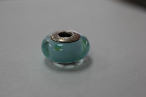Pandora Murano Teal Polka Dots Sterling Silver 925 Glass Charm ALE - #790605