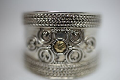 Sterling Silver 925 Boho Bohemian Braided Rope Swirl Wide Band Ring - Sz 12
