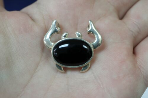 Sterling Silver 925 Bijoux D'Amour JBNI Crab Pendant w/ Black Onyx Stone