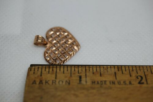 14k Rose Gold Diamond Cut Heart Pendant